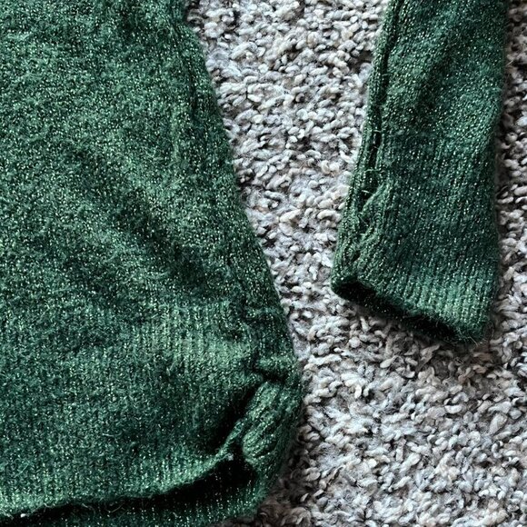 H&M Sparkly Green Long Sleeve Shirt Womens Large Shimmer Winter Knit Sweater - Picture 7 of 8
